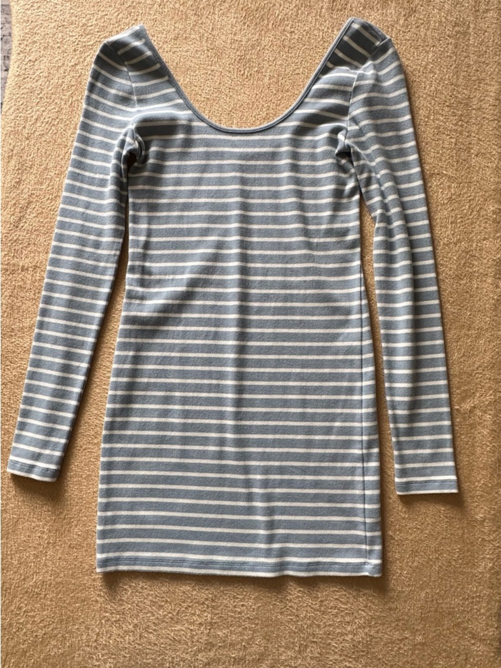 American Eagle Outfitters Blue & Cream Striped Scoop Neck Dress